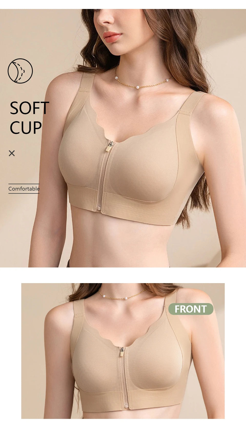 CowLost | product_id-fallsweet-womens-wireless-seamless-front-zipper-sports-bra-crop-top-for-yoga-fitness |8