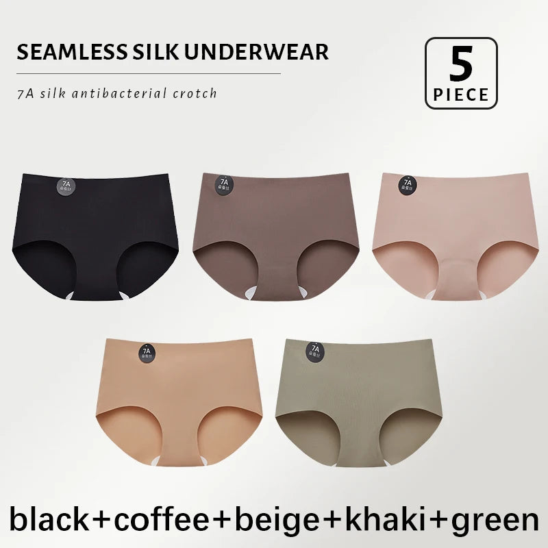 CowLost | product_id-5pcs-seamless-ultra-thin-high-elastic-mulberry-silk-womens-briefs |14