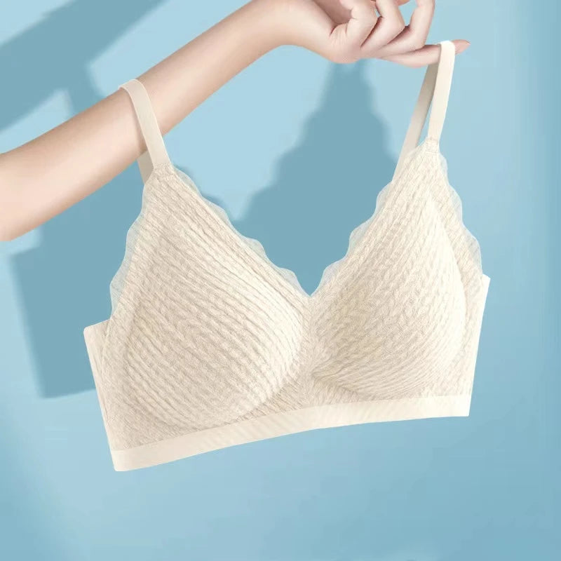 CowLost | product_id-seamless-wireless-lace-bra-for-small-chest-women-thin-cup-non-slip-back |4