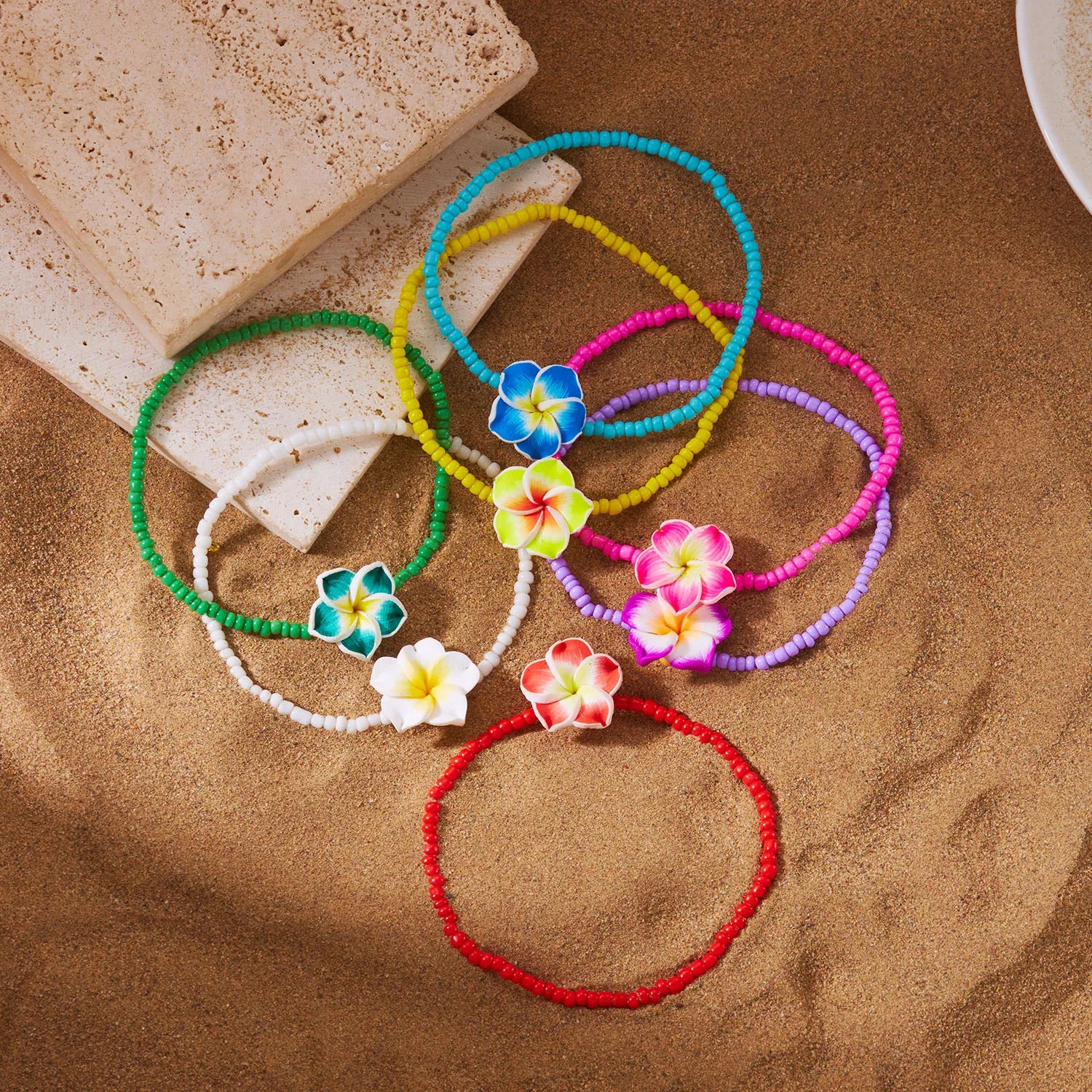 CowLost | bohemian-colorful-flower-bracelet-for-women-handmade-rice-beads-polymer-clay-flower-bracelets-girl-beach-party-daily-jewelry |4