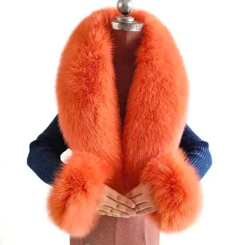 CowLost | winter-natural-fox-fur-scarf-and-cuff-set |8