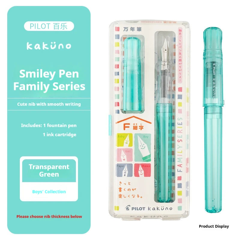 CowLost | product_id-pilot-kakuno-smile-family-series-transparent-fountain-pen-with-ergonomic-grip-for-kids |15