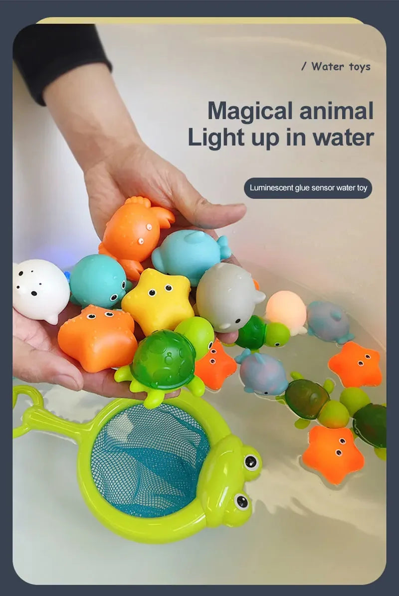 LED Light Up Floating Frog Bath Toy for Kids - Soft Rubber Swimming Toy