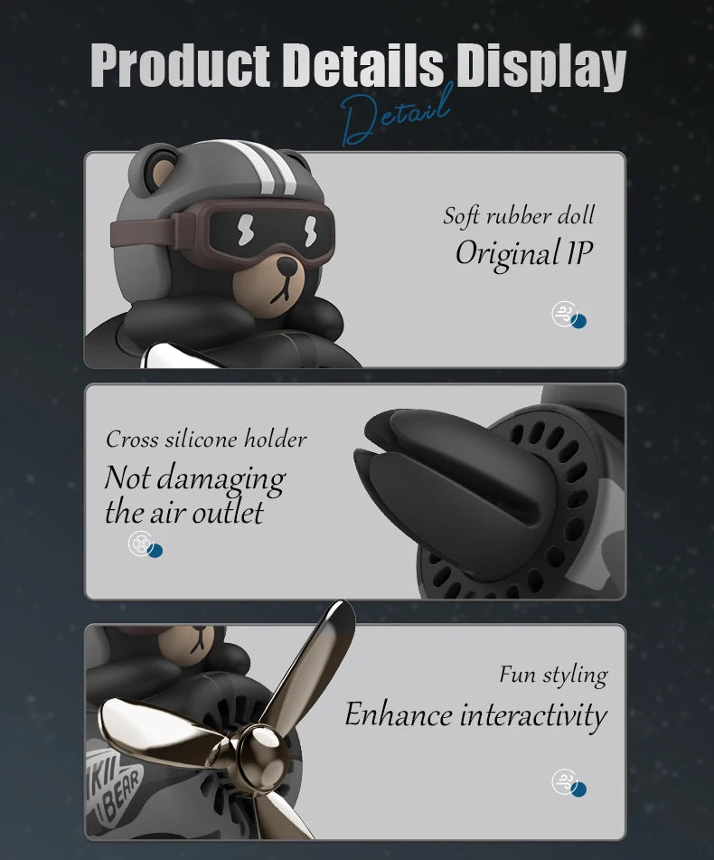 CowLost | product_id-unscented-diy-car-vent-diffuser-with-rotating-propeller-pilot-bear-ornament |16