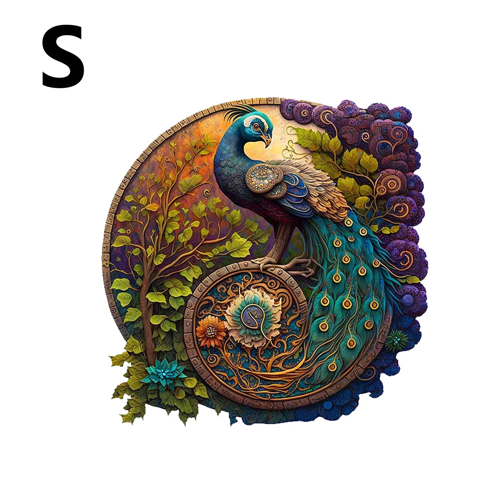 CowLost | product_id-round-wooden-peacock-jigsaw-puzzle-gift |8
