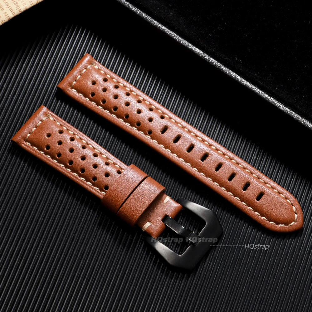 CowLost | product_id-vintage-handmade-breathable-leather-watch-strap-18-26mm-for-panerai-gray-black-brown-blue |13