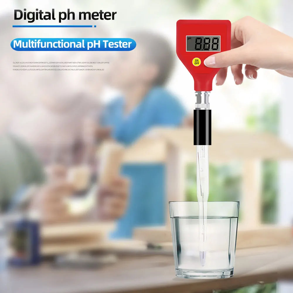 JUANJUAN PH-98108 Digital pH Meter with Sharp Glass Electrode 0-14 pH for Water, Food, Soil Testing