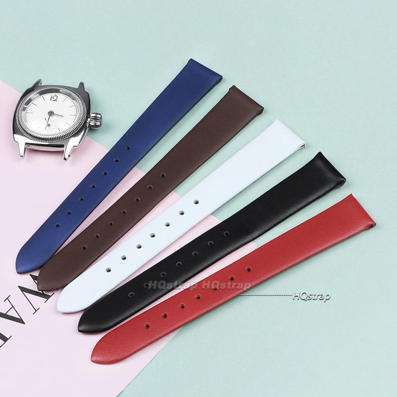 Ultra Thin Waterproof Leather Watch Strap 8-17mm Soft Plain Universal Sport Band