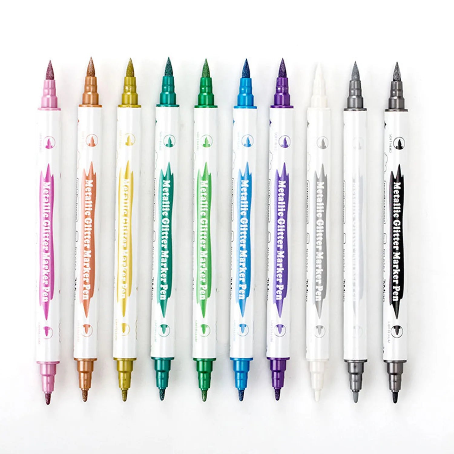 CowLost | product_id-10pcs-dual-tip-metallic-paint-markers-with-brush-fine-nibs-for-art-scrapbooking |6