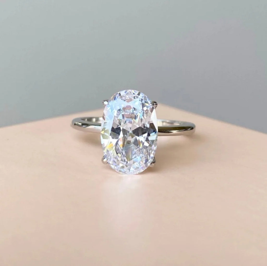 Gold Plated Oval Cubic Zirconia Women's Wedding Engagement Ring Sizes 5-10