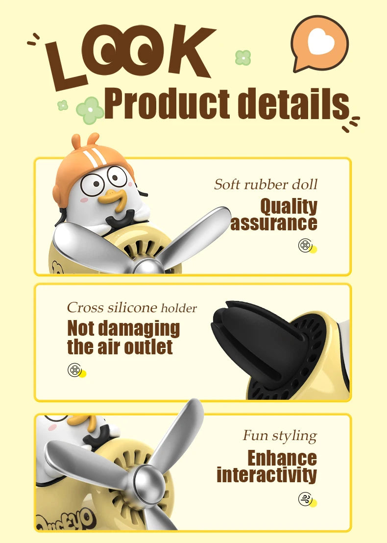 CowLost | product_id-no-perfume-diy-cute-duck-pilot-car-air-freshener-vent-clip-diffuser-ornament |14