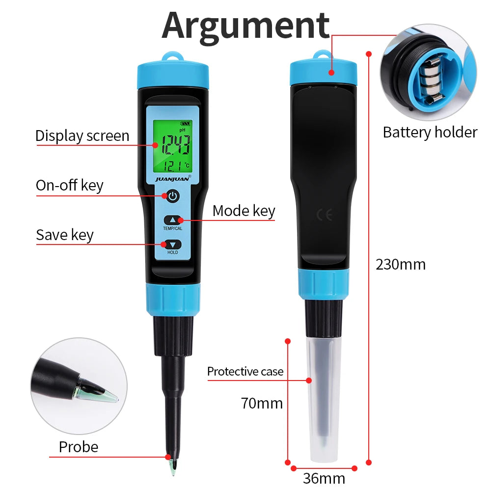 Digital PH Meter with Backlight for Food, Soil, Cosmetic, Cheese, Meat, Fruit, Dough Testing