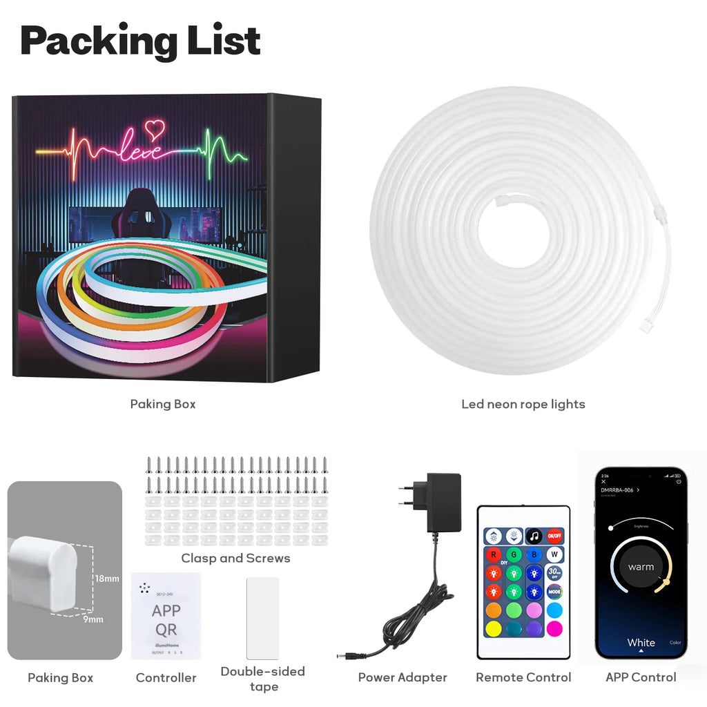 40M/30M RGB LED Neon Rope Lights, Music Sync, App & Remote Control, Waterproof Indoor Outdoor