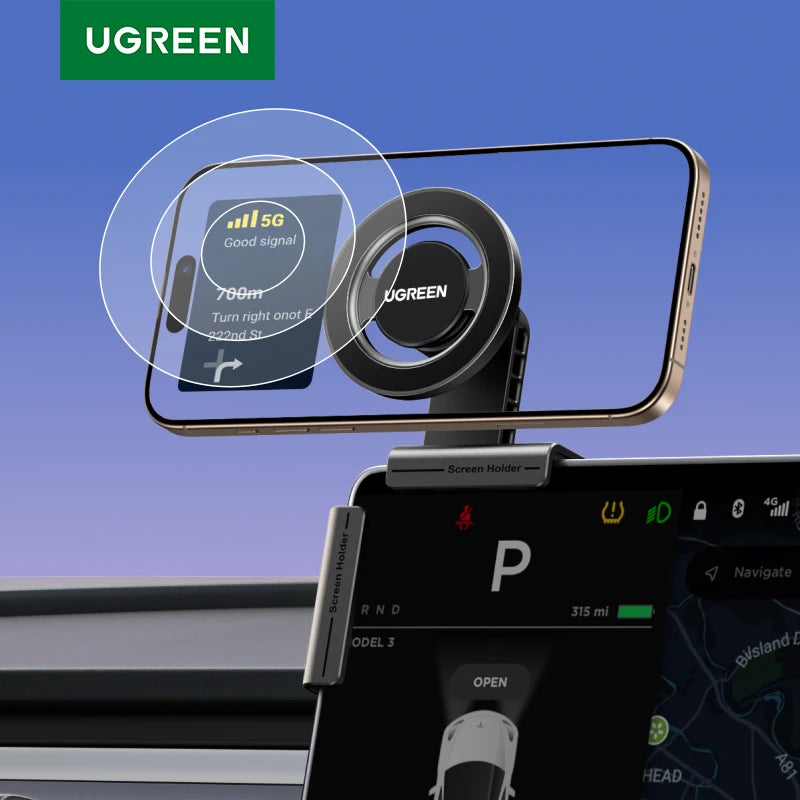 CowLost | ugreen-magnetic-phone-holder-for-tesla-car-touchscreen-triangular-structure |1