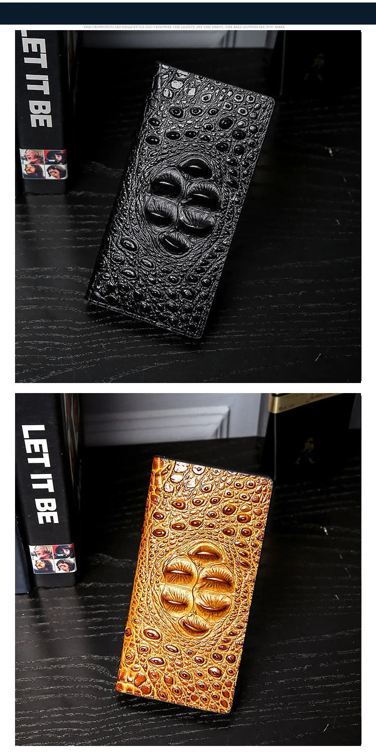 CowLost | men-wallets-business-long-crocodile-genuine-leather |11