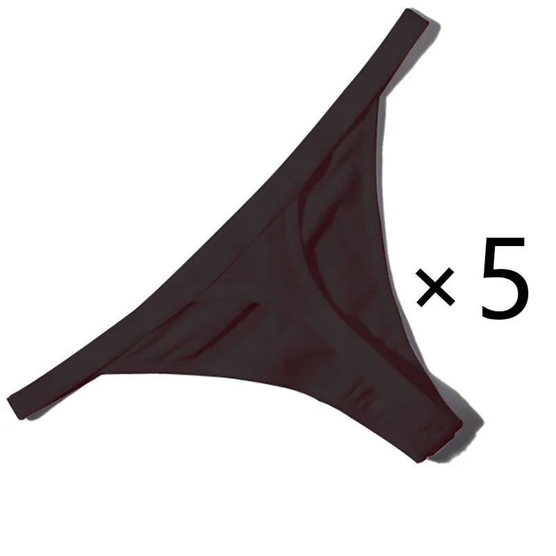 CowLost | 5pcs-women-rib-g-string-thongs-sexy-female-low-waist-panties |21