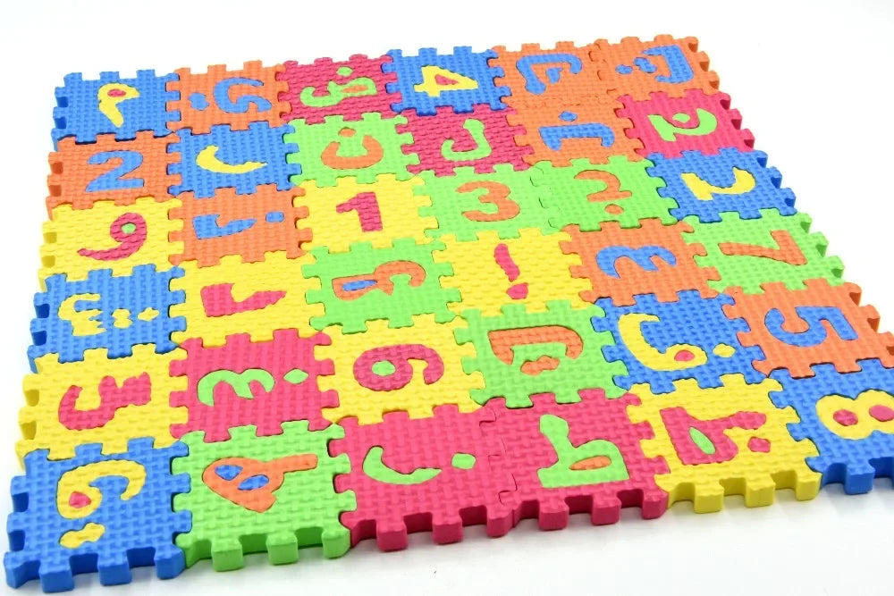 Arabic Alphabet and Number Puzzle Mats for Kids 28PCS Language & 8PCS Number Carpet Rugs