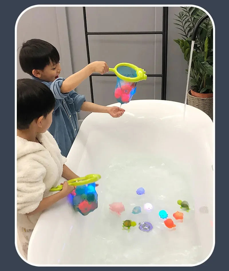 LED Light Up Floating Frog Bath Toy for Kids - Soft Rubber Swimming Toy