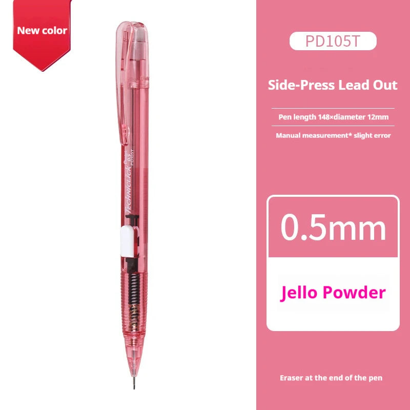 CowLost | product_id-pentel-pd105t-0-5mm-mechanical-pencil-break-resistant-lead-color-blocked-transparent-side-smooth-writing |32