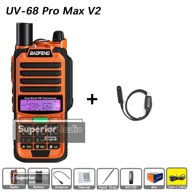 CowLost | mobile-phone-cases-baofeng-uv-68-pro-max-v2-walkie-talkie-ip67-waterproof-usb-c-charger-long-range-fm-radio-128-channels |28