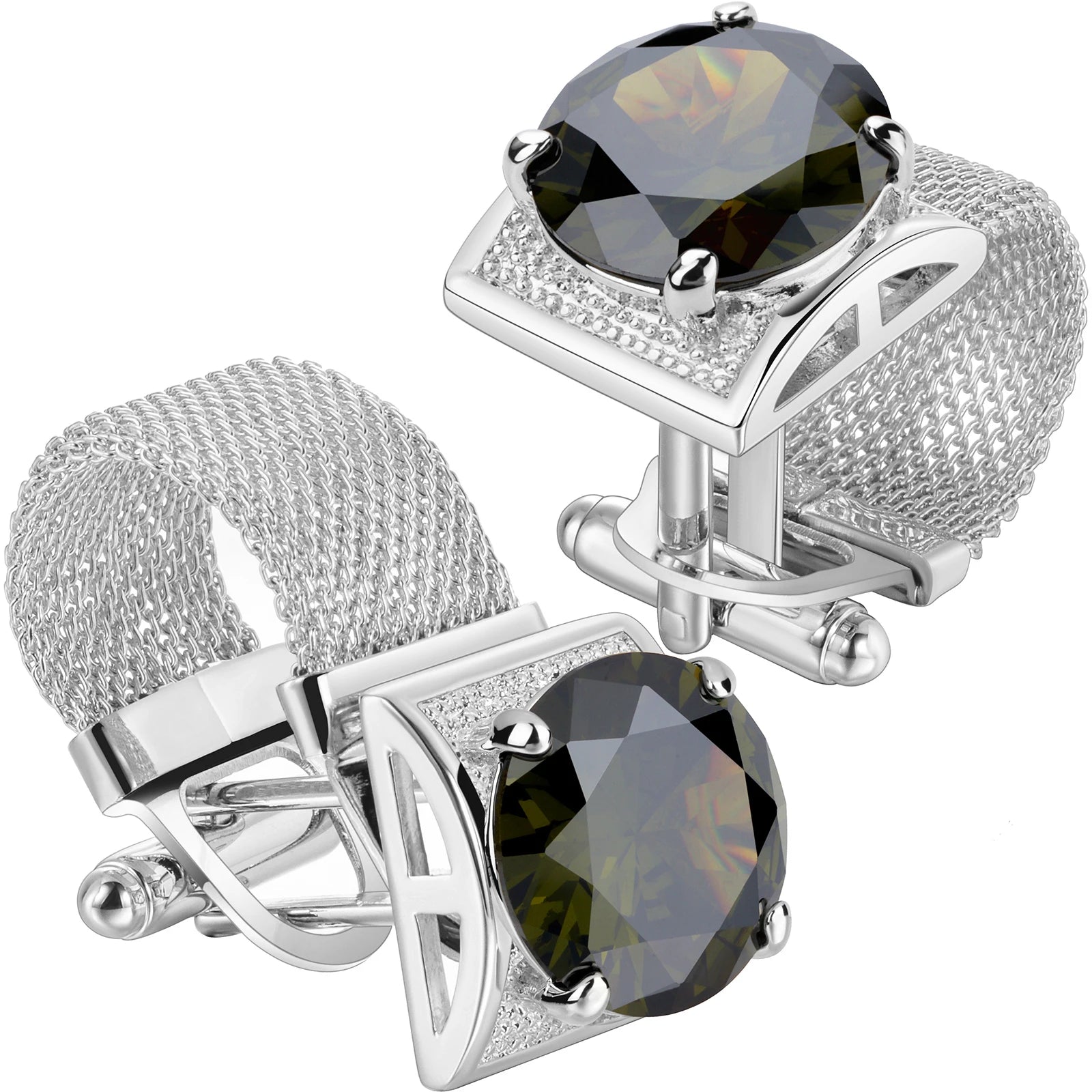 CowLost | clothing-accessories-hawson-mens-silver-birthstone-crystal-cufflinks-luxury |54
