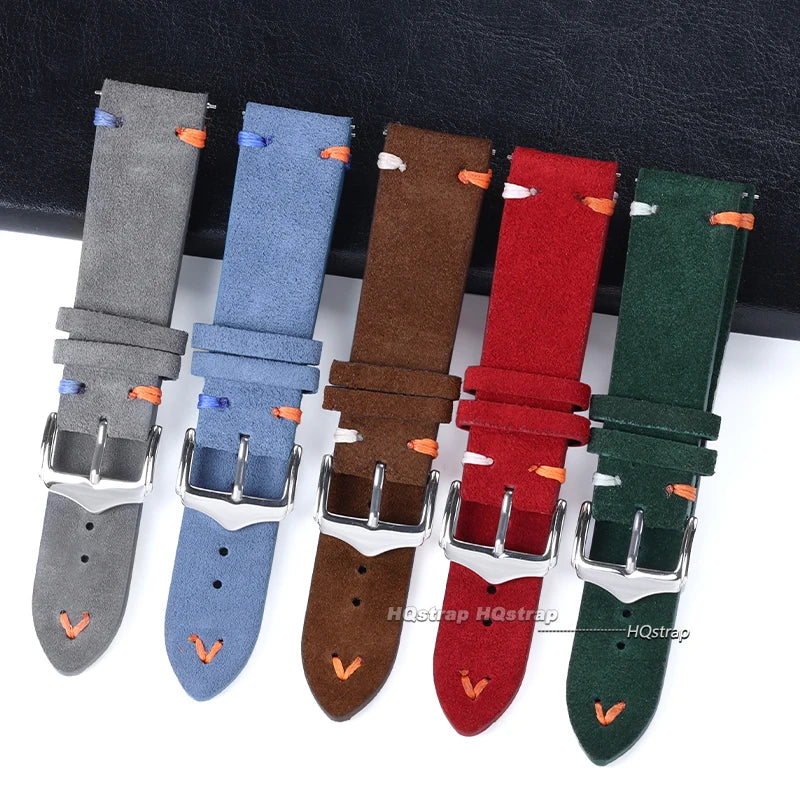 CowLost | product_id-18-20-22mm-vintage-blue-brown-suede-leather-watch-strap-replacement-band |2