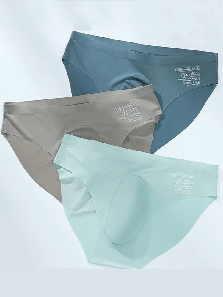 CowLost | 2pcs-men-ice-silk-seamless-briefs-summer-new-ultra-thin-panty-transparent |8