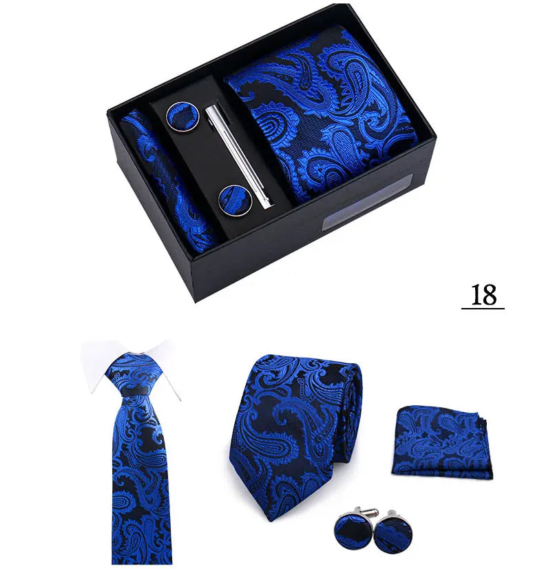 CowLost | tie-men-with-box-top-quality-business-ties-hanky-cufflink-set |12