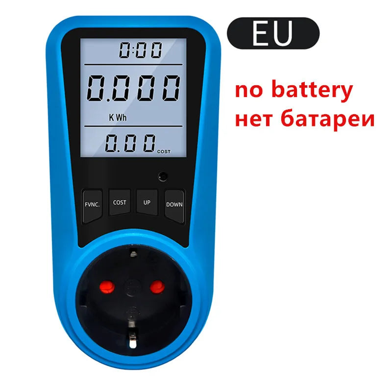 Digital Wattmeter Power Meter Voltmeter AC 220V LCD Backlight Energy Tester with EU US UK AU FR BR IT Plug