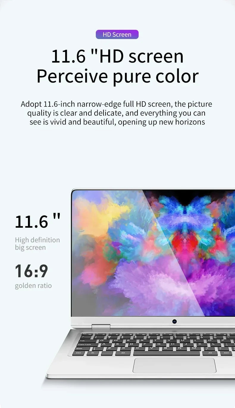CowLost | portable-2-in-1-laptop-computer-intel-n4020-11-6-inch-touch-screen-notebook-ram-8gb-rom-128gb-1tb-ssd-windows-11-pro-pc-computer |10