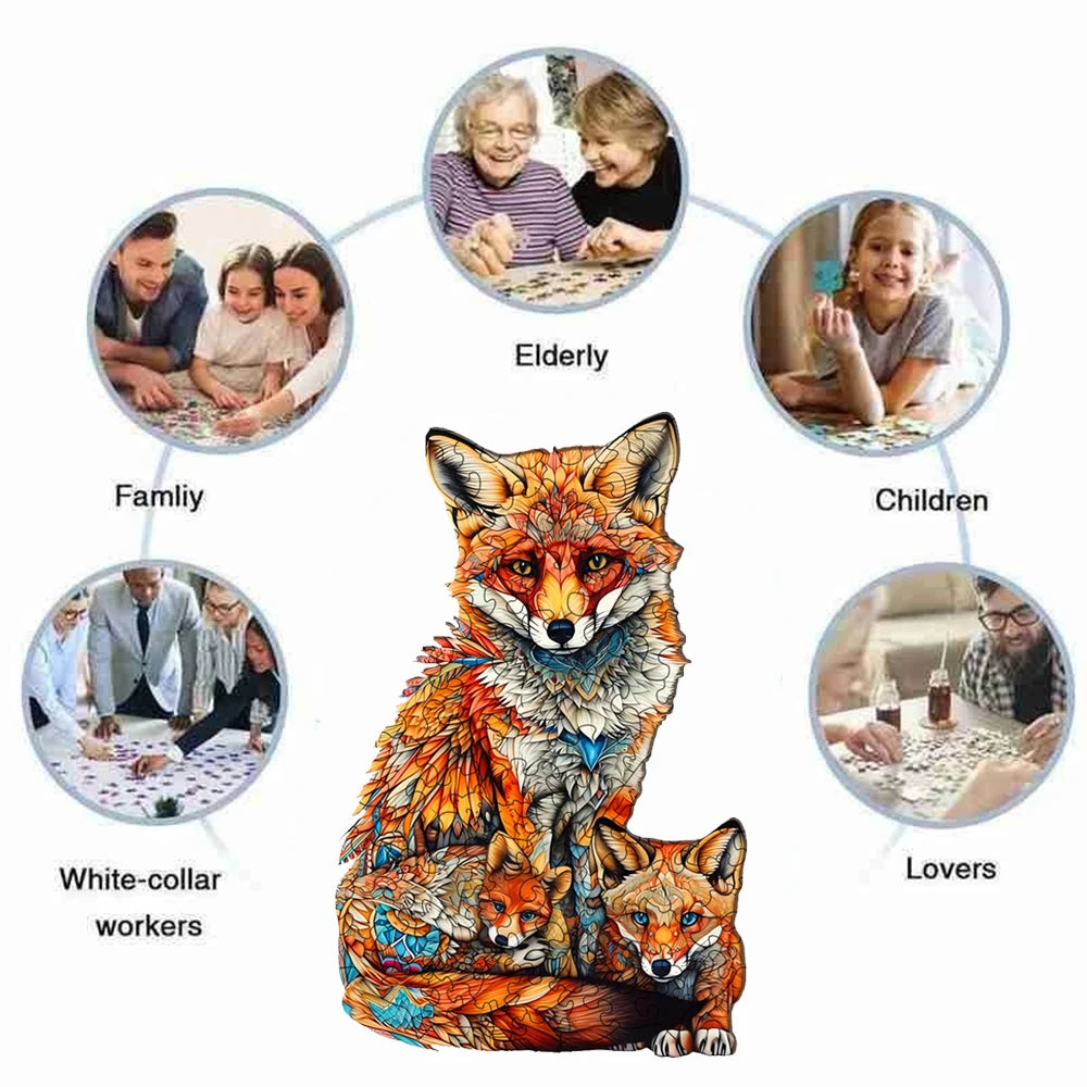 CowLost | product_id-warm-fox-family-wooden-3d-puzzle-creative-gift-for-boys-girls-adults |4