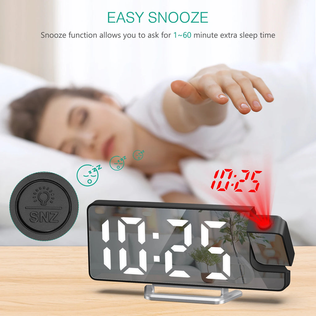 ORIA Digital Projection Alarm Clock with 7.9" LED Screen, Date & Temperature Display