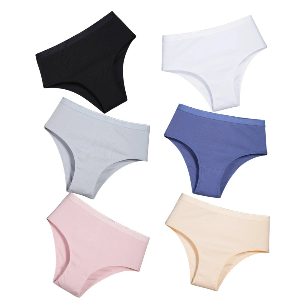 CowLost | product_id-3pcs-women-high-waist-cotton-stretch-briefs-solid-colors-s-l |3