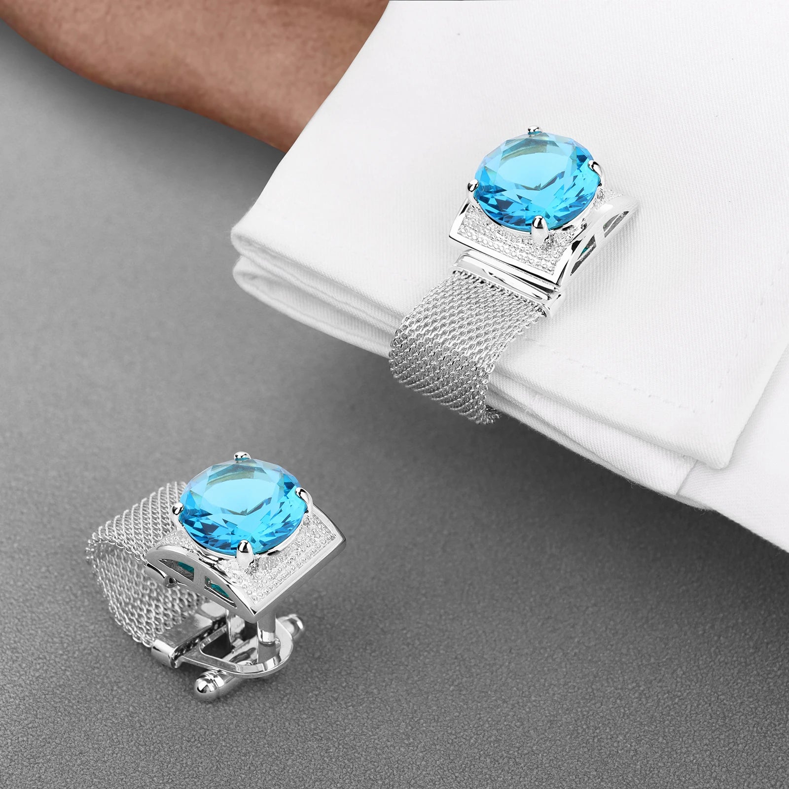 CowLost | clothing-accessories-hawson-mens-silver-birthstone-crystal-cufflinks-luxury |16