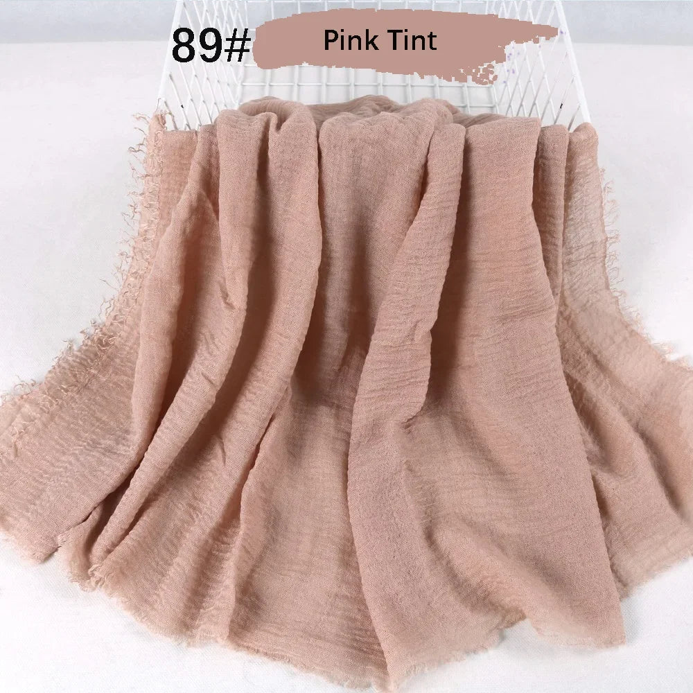 180X90CM Muslim Women Crinkle Hijab Soft Cotton Scarf