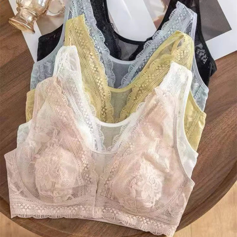 CowLost | womens-large-size-bra-with-front-buckle-lace-rabbit-ears-vest-style-underwear-for-full-chest-thin-figure-new-fashion-trend |1