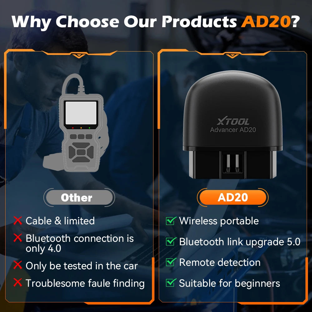 CowLost | xtool-advancer-ad20-mini-bluetooth-5-0-obd2-scanner-full-obd2-functions-car-diagnostic-scan-tool-read-clear-fault-code-universal |6