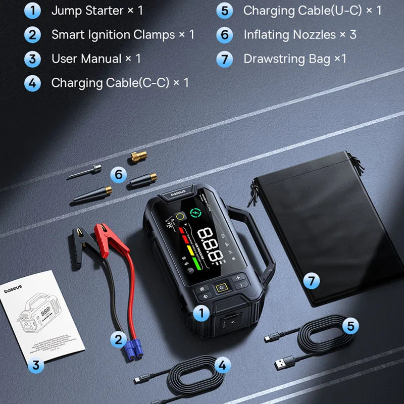 CowLost | baseus-vj1-3000a-car-jump-starter-4-in-1-air-compressor-21600mah-power-bank |20