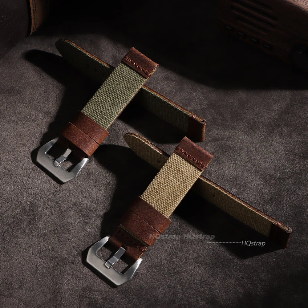 CowLost | product_id-hqstrap-nylon-calfskin-leather-watchbands-20mm-24mm-unisex-replacement-straps |4