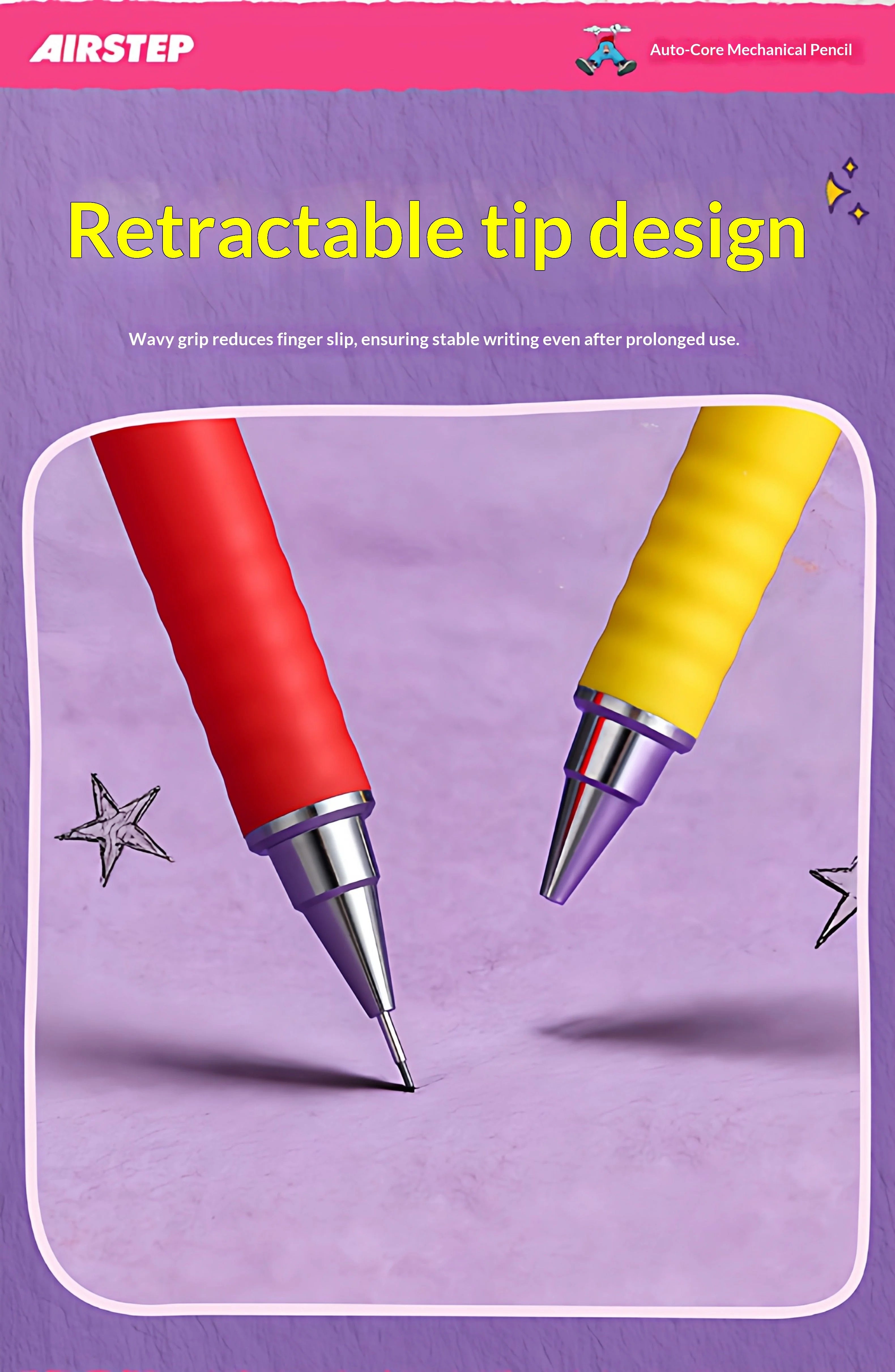 CowLost | product_id-pilot-airstep-has-15-0-5mm-mechanical-pencil-auto-lead-advance-colorful-barrel-stable-writing |9