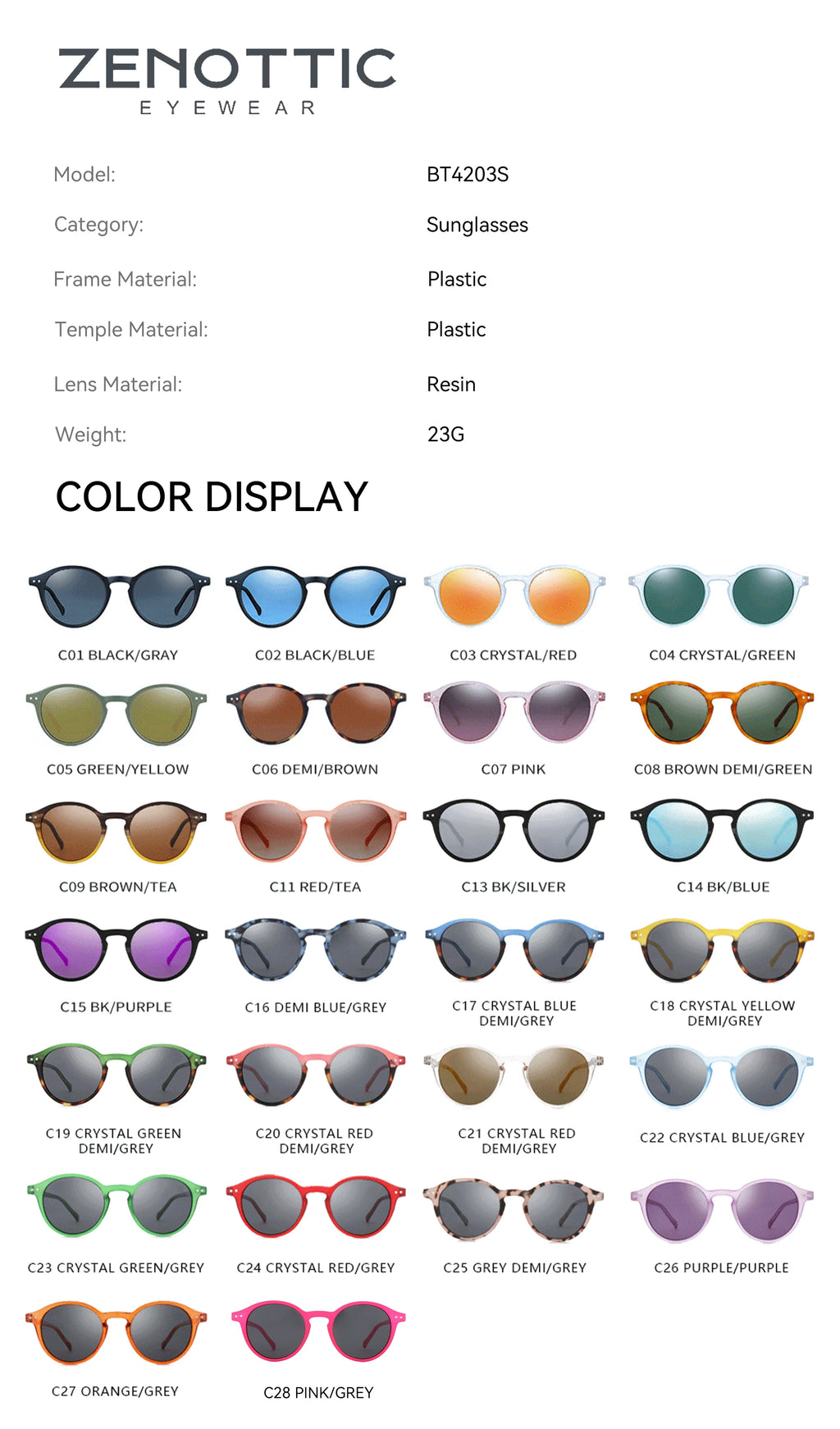 CowLost | zenottic-s-size-retro-circular-polarized-sunglasses |3