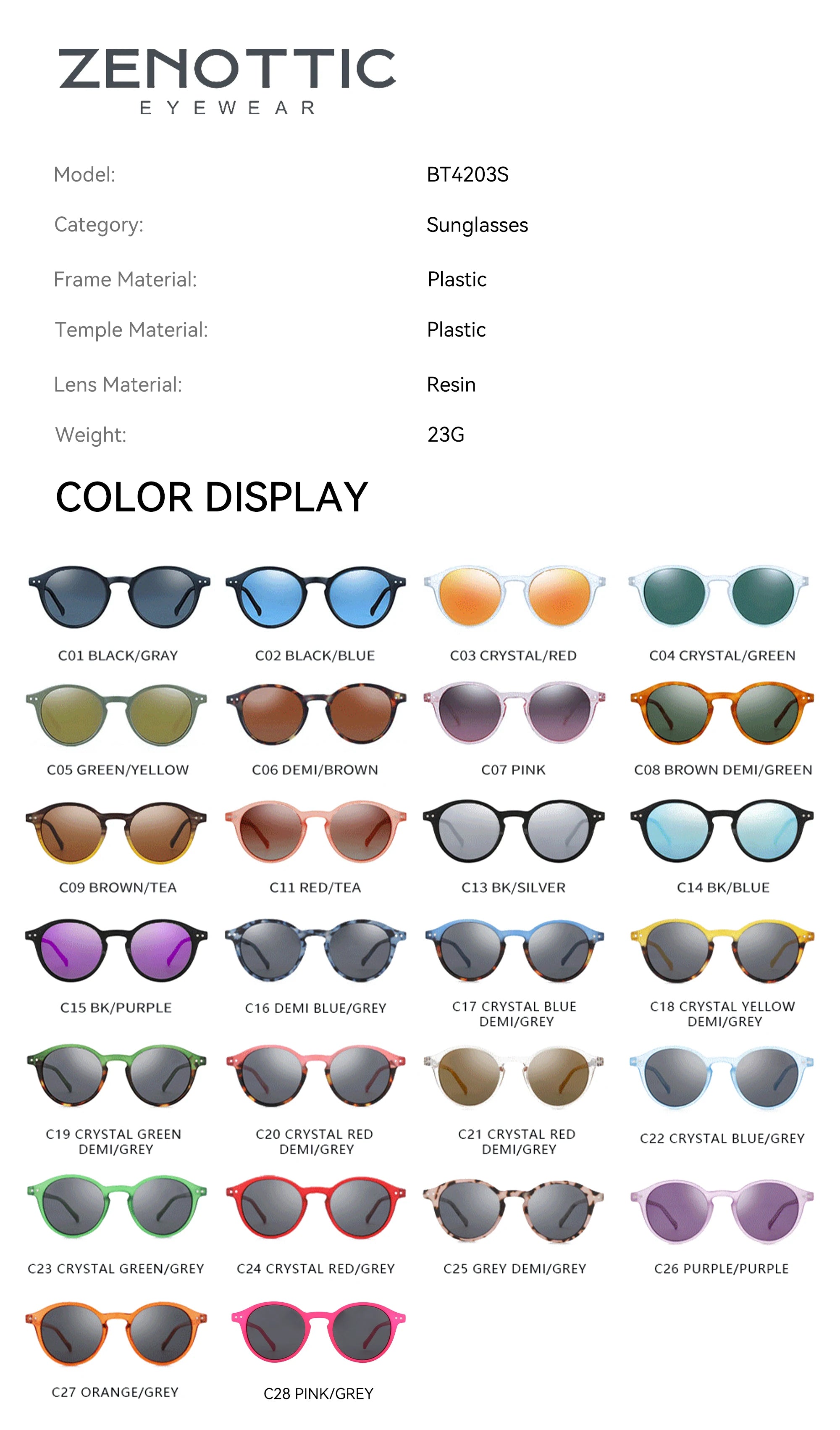 CowLost | zenottic-s-size-retro-circular-polarized-sunglasses |3