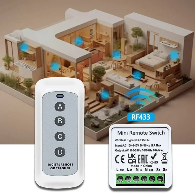 CowLost | garage-door-remotes-product_id-wireless-433mhz-16a-4-key-rf-switch-module-remote-ac-100-240v-relay-receiver |7