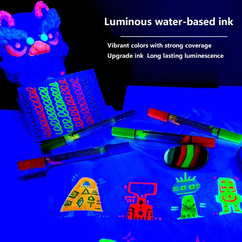 CowLost | product_id-double-ended-dual-color-glow-in-the-dark-waterproof-highlighter-pen-1-4pcs-art-supplies |3