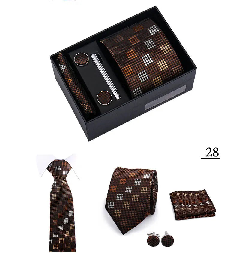 CowLost | tie-men-with-box-top-quality-business-ties-hanky-cufflink-set |5