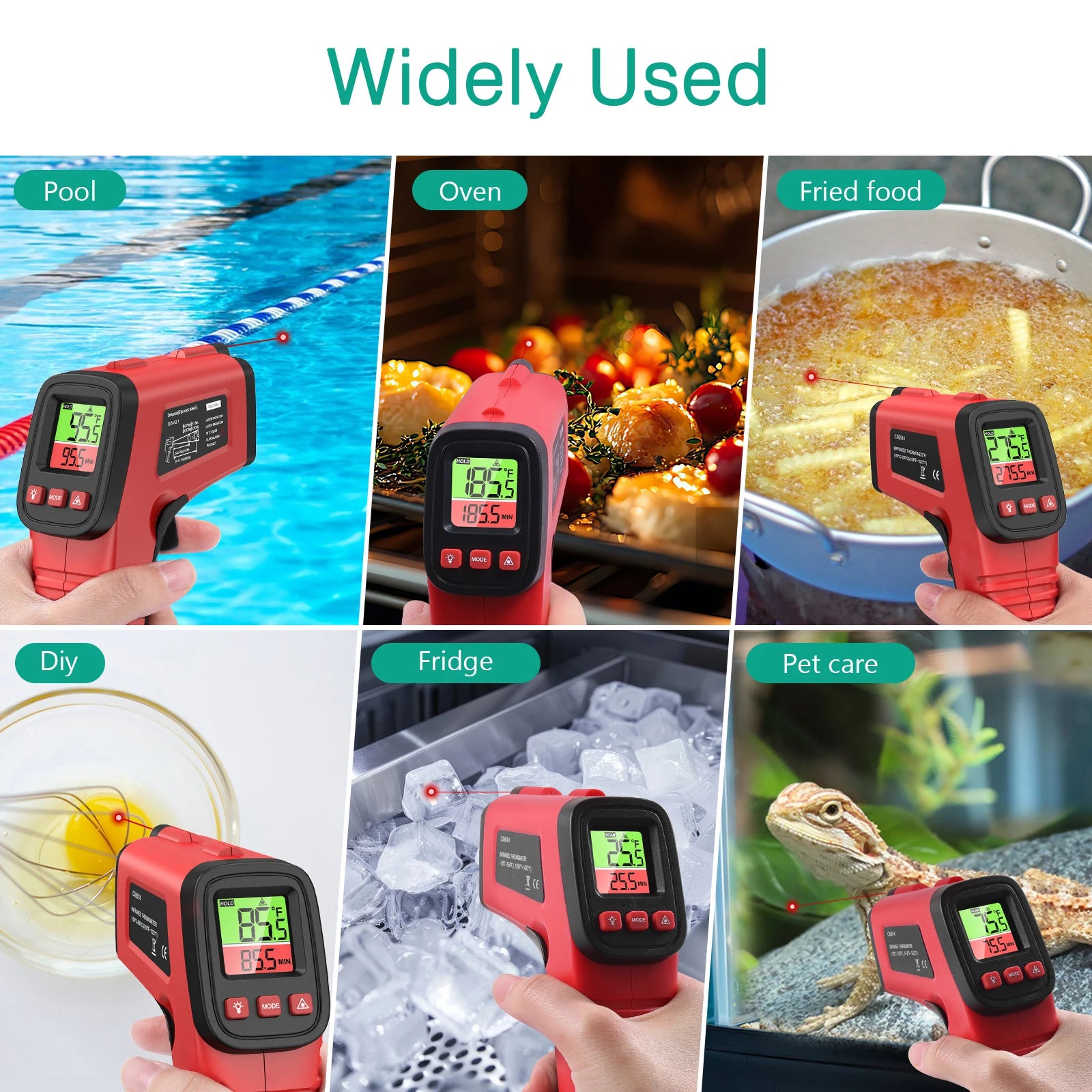 ORIA Infrared Non-Contact Thermometer Gun with Backlit Display and C/F Switch for Industrial and Cooking Use