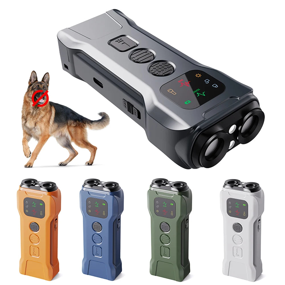 Rechargeable Ultrasonic Dog Repeller with LED Flashlight Anti-Barking Trainer