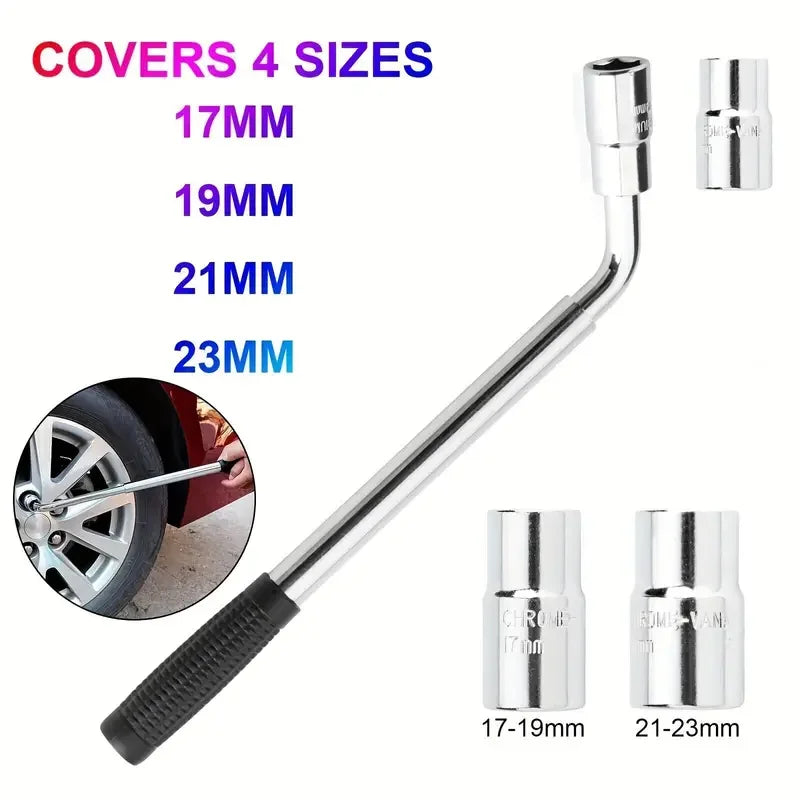 CowLost | extendable-lug-nut-wrench-with-chrome-vanadium-17-19-21-23mm-socket-for-easy-tire-repair-l-type-sockets-nut-kit-emergency-tools |2