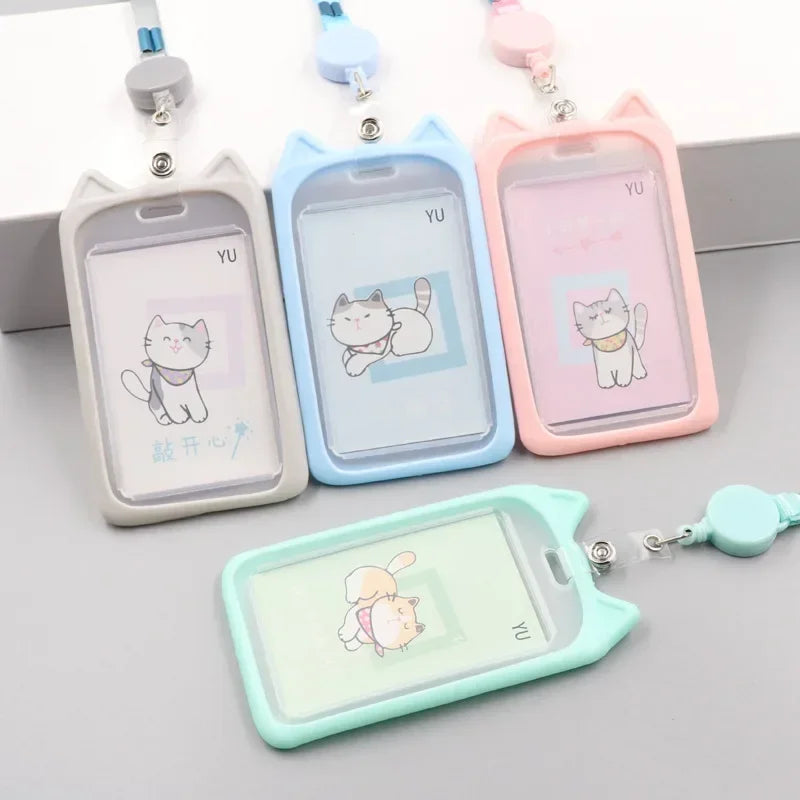 1PC Cute Cartoon Cat Card Holder Bank Identity Bus ID Card Holder