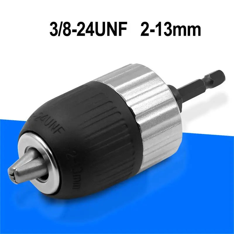 CowLost | keyless-self-locking-drill-chuck-adapter-2-13mm-3-8-24unf-hex-shank-quick-release-impact-ready-electric-drill-chuck-driver-tools |2